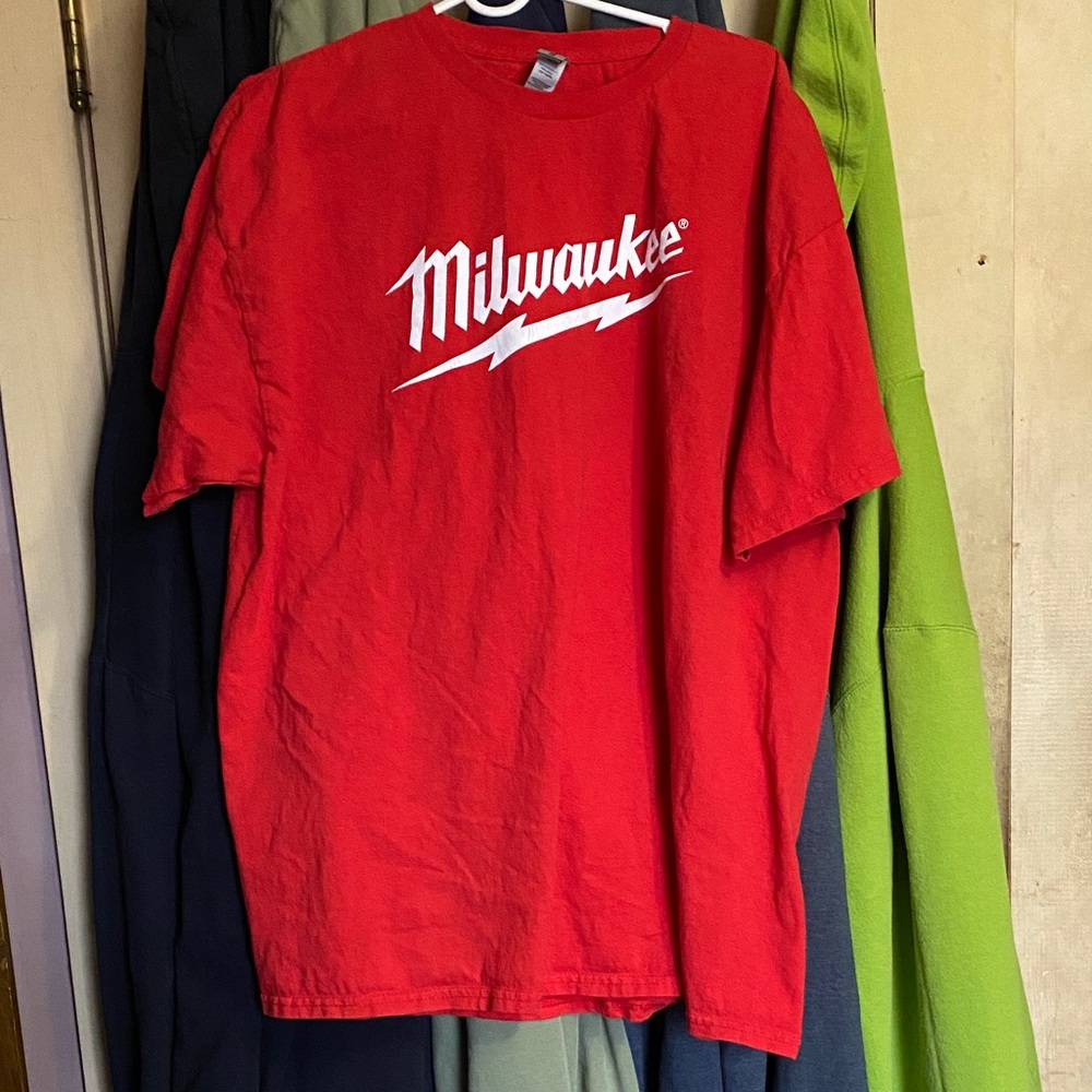 Gildan Red Tee with White Milwaukee Logo